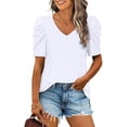 thumbnail image 1 of Camisa Informal Para Mujer Blusa Para Mujer Camisa De Verano Para Mujer Top Informal Para Mujer Blusas De Playa Mujeres Camisa Casual Cuello En V Manga Puff Tela Elástica Cómoda Higoodz Otros, 1 of 6