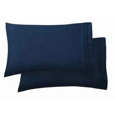 1800 Thread Count Egyptian Quality Super Soft Wrinkle Free 2-Piece Pillowcases- King Size-Navy Blue