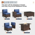 thumbnail image 5 of UDPATIO Patio Furniture Set with Fire Pit Table, Outdoor Patio Sofa Set With Wide Armrest, All-Weather Wicker Rattan Guest Set With Cushion And Glass Table And Waterproof Cover, Brown&Navy Blue, 5 of 8