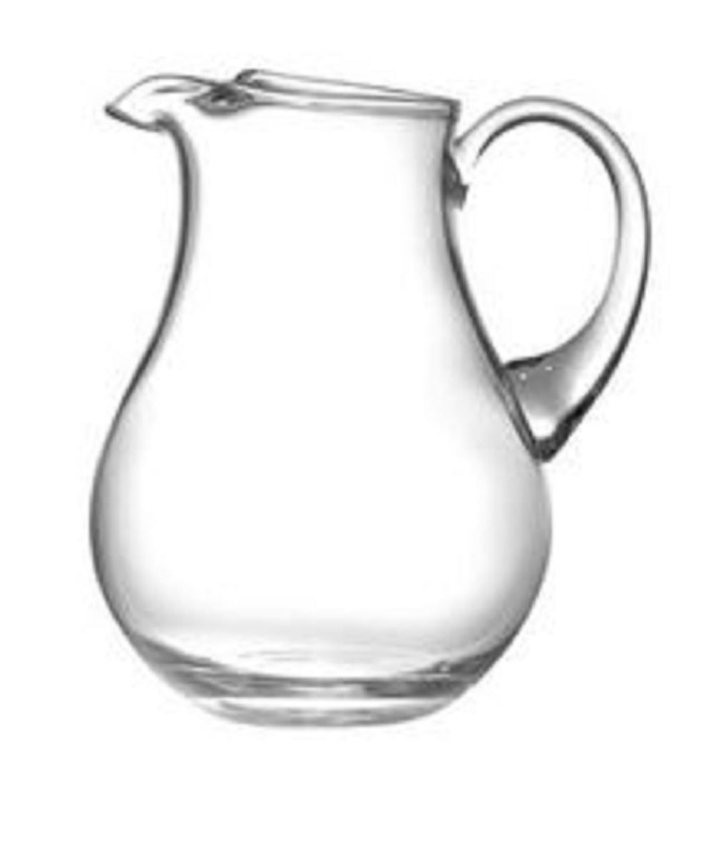 Barski Handmade Glass Water Pitcher with Handle, Round Clear Design with Spout and Ice Lip, 64 oz, Made in Europe