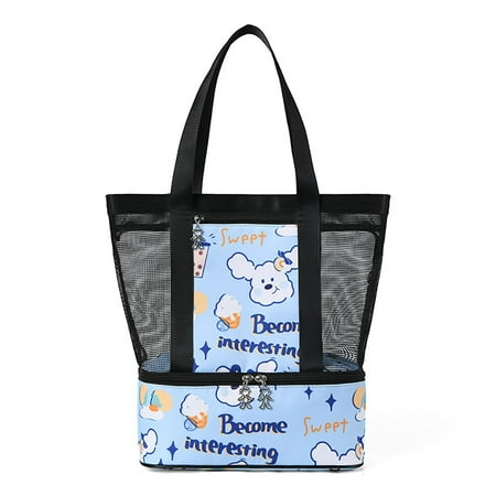 

OLOEY Thermal Insulated Cooler Box Portable Beach Mesh Bag Upgraded version Food Picnic Mesh Waterproof Storage Bag