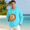 thumbnail image 6 of GrmtClth Shirts for Men Casual Button Shirts Summer Cotton Linen Hoodie Beach Long Sleeve Shirts Top with Hood for All Season S, 6 of 6