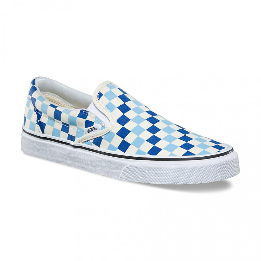 blue slip on vans checkerboard