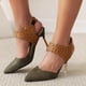 thumbnail image 5 of Zapatos de mujer Sandalias con banda elástica Súper tacón alto Punta puntiaguda Casual Stilettos a cuadros Wmkox8yii hfjk4236, 5 of 8