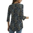 thumbnail image 6 of Traleubie Plus Size Floral Tunic Tops for Womens 3/4 Roll Sleeve V Neck Blouses Long Sleeve Shirts of Female, 6 of 7