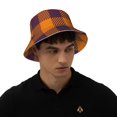 thumbnail image 5 of Yiaed Fall Buffalo Plaid Print Reflective Stripe Bucket Hat Unisex Funny Outdoor Fisherman Cap Beach Sun Hat, 5 of 5