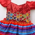 thumbnail image 5 of IDOPIP Infants Baby Girls Mexican Dress Traditional Folk Sequins Glitters Ruffle Dress with Headband, 5 of 9
