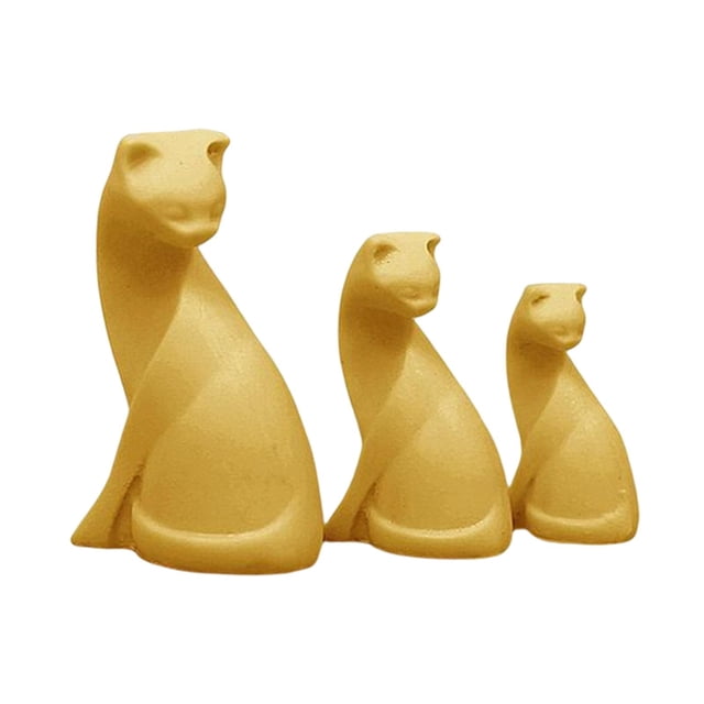 Colección de figuras de gatos pequeños a escala 1/12, estatua pequeña y linda, modelo de animal de simulación Amarillo