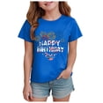 thumbnail image 4 of Xudanell Little Girl 4th of July Shirts Usa 250th Anniversary Shirt Patriotic T-Shirt Birthday Gift Summer Tee Blue 5-6 Years, 4 of 4