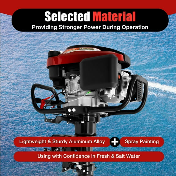 HANGKAI 4-Stroke 7 HP Outboard Motor 196CC Fishing Boat Engine Motor Air Cooling