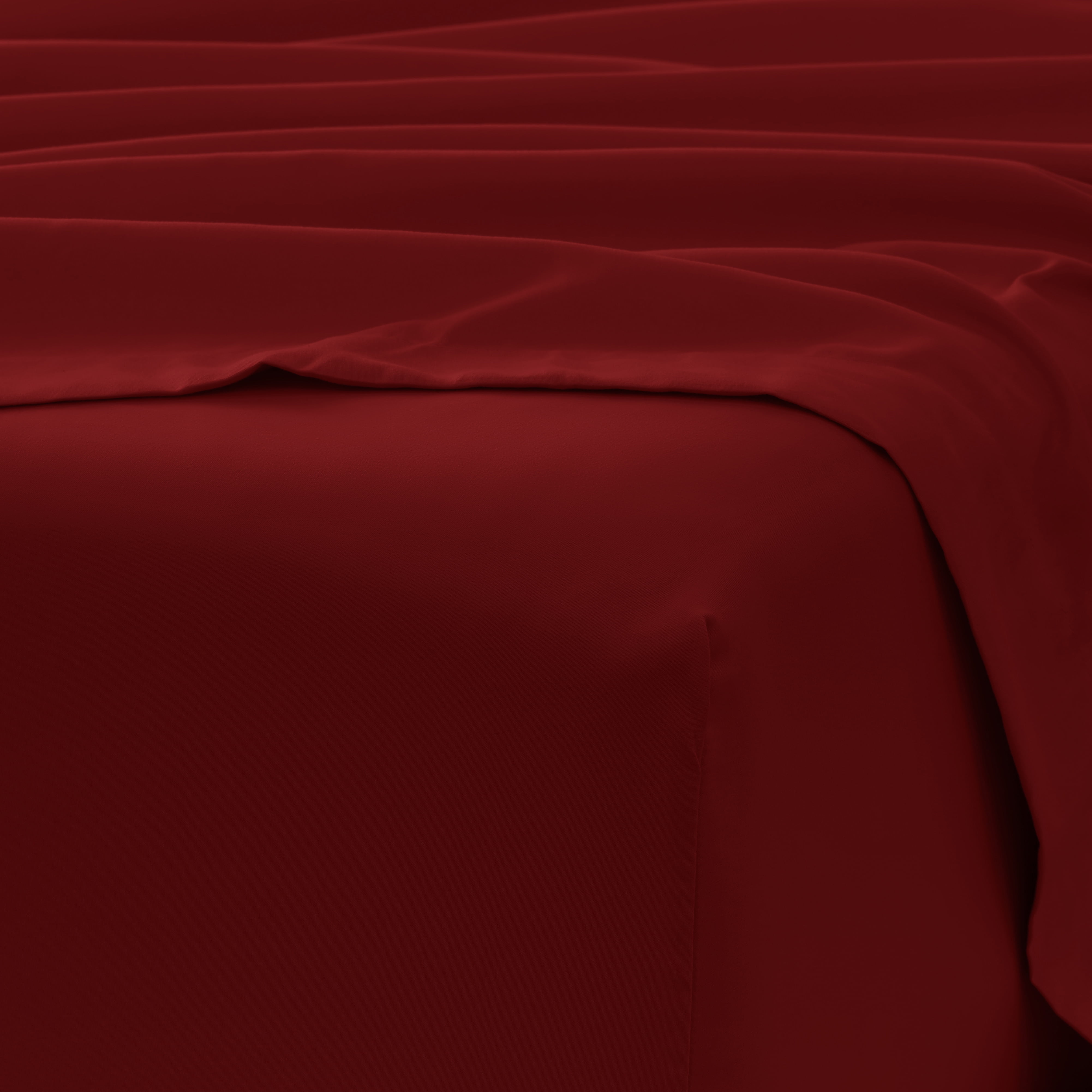 Queen, Burgundy Solid Microfiber 6 Piece Bed Sheet Set, by Noble Linens