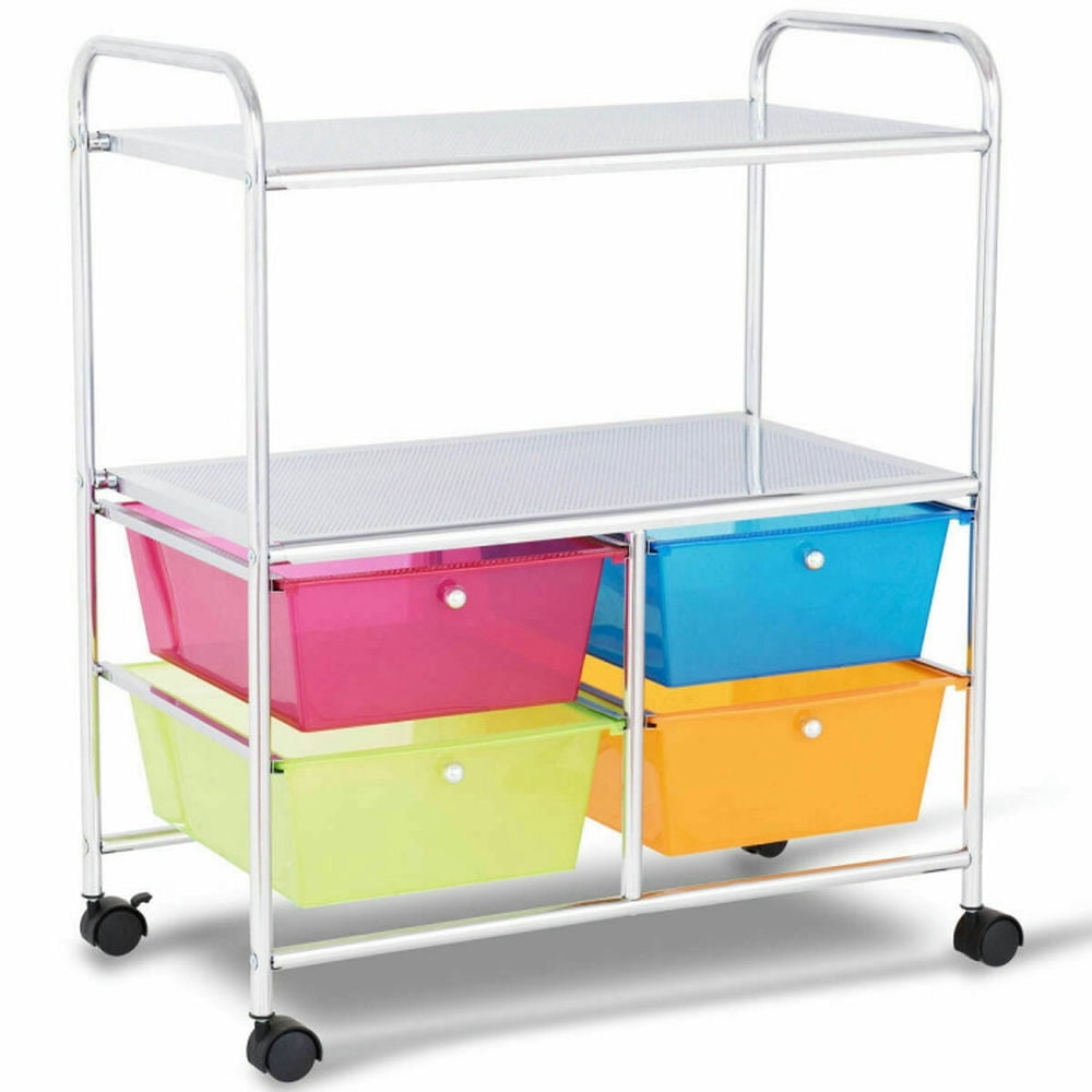 Demi Bonn 4 Drawers Shelves Rolling Storage Cart Rack with 4 Universal Casters, Transparent Multicolor
