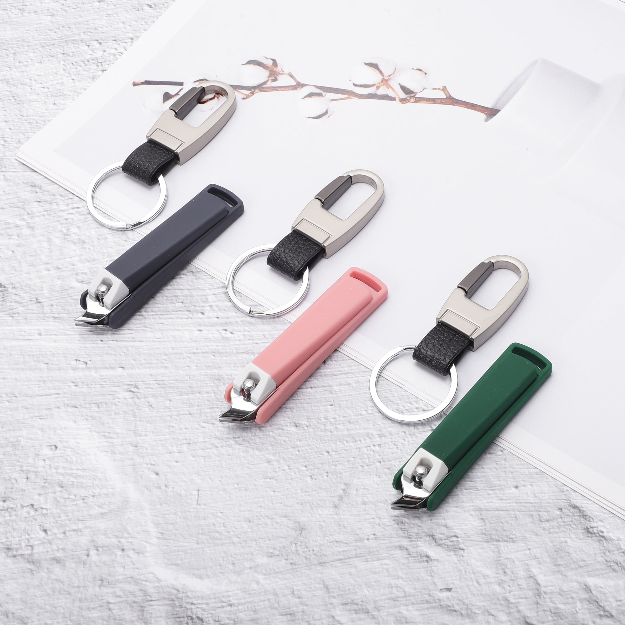 Unique Bargains Nail Clipper With Key Ring 1 Set Green