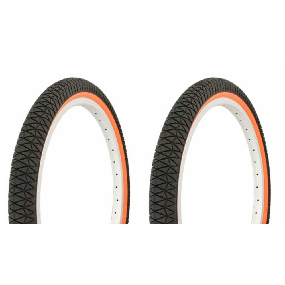 Tire set. 2 Tires. Two Tires Duro 20" x 1.95" Black/Orange Side bike