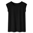 thumbnail image 1 of cfhntfmh Hauts d'Été pour Femmes Décontractés à Col Rond T-Shirts Basiques Unis Confortables Amples à Manches Courtes Chemises de Plage pour Vacances, 1 of 3