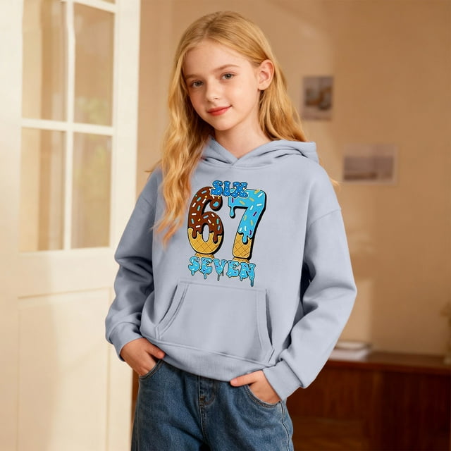 Sweat à Capuche Imprimé Glace pour Filles pour Confort Quotidien et Tenue Décontractée Confortable