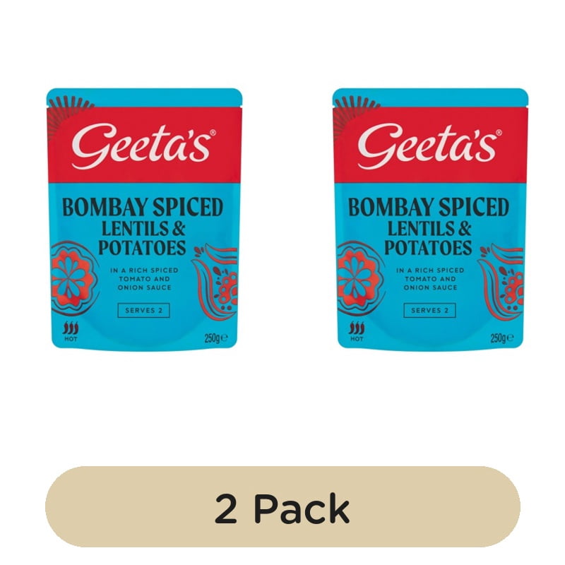 Geeta's Bombay Spiced Lentils & Potatoes 250g, British Import (Pack of 2)