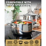 Cook N Home Basics Stainless Steel Cookware Set - Includes Saucepan, Stockpots, Frying Pan with Glass Lids, 12-Piece