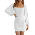 thumbnail image 1 of Birdeem Womens Fashion Casual Solid Long Mesh Sleeve Knee-High Mini Dress, 1 of 1