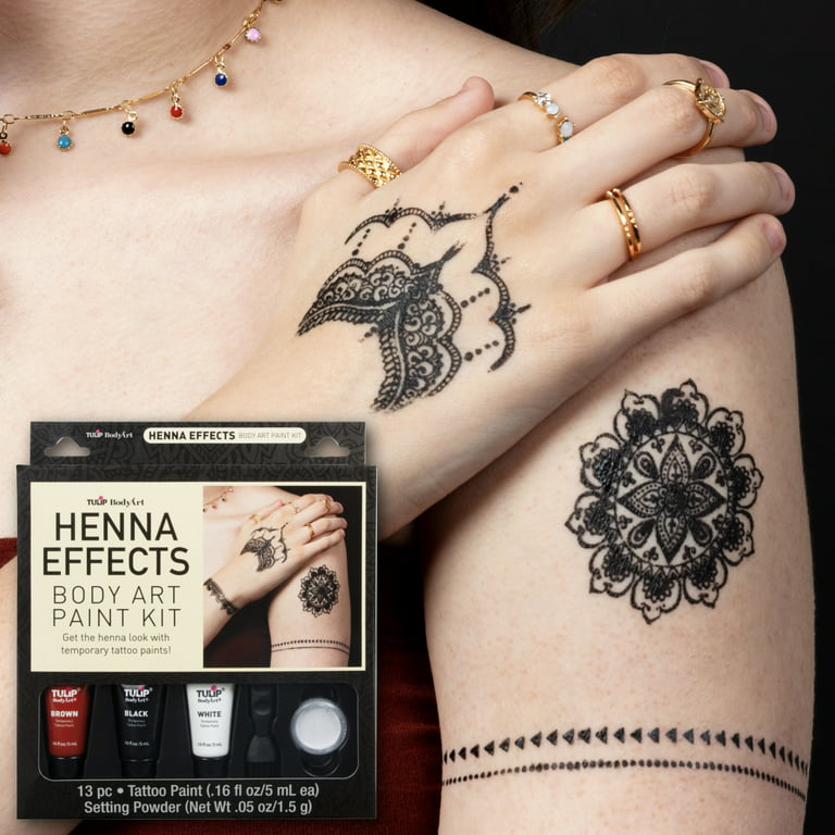 Fun & Easy Henna Tattoo Kit: 2 Henna Cones & Applicator w/ Henna
