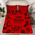 thumbnail image 1 of YST Ensemble de Literie de Noël pour Enfants 3 Pcs Flocon de Neige Bonhomme de Neige Drap-Housse pour Garçons Filles Cadeaux de Noël pour Femmes Draps de Lit de Noël Rouges Taille Complète avec 2 Taies d'Oreiller, Rouge (Complet), 1 of 4