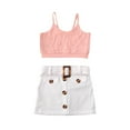 thumbnail image 1 of Gupgi 2Pcs Baby Girl Outfits Beading Spaghetti Straps Vest Button Short Skirt, 1 of 6