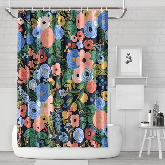 Waterproof Beautiful Colorful Floral Shower Curtain 72x72 Inch Boho Style Polyester Unique Shower Curtain for Bathroom Hotel Home Decor with 12 Plastic Hooks