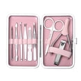 thumbnail image 1 of Juego de manicura y cuidado de uñas profesional de 9 piezas, herramienta de pedicura de acero inoxidable, kit de cuidado para cortaúñas con lima de dedos, con estuche de viaje rosa para mujeres, 1 of 4