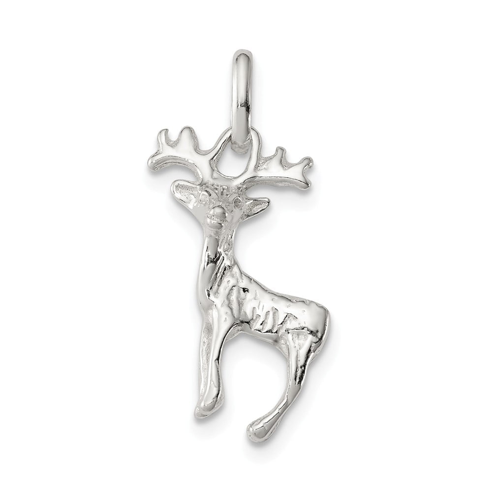 Jewel Tie 925 Sterling Silver Deer Pendant Charm 15mm x 22mm