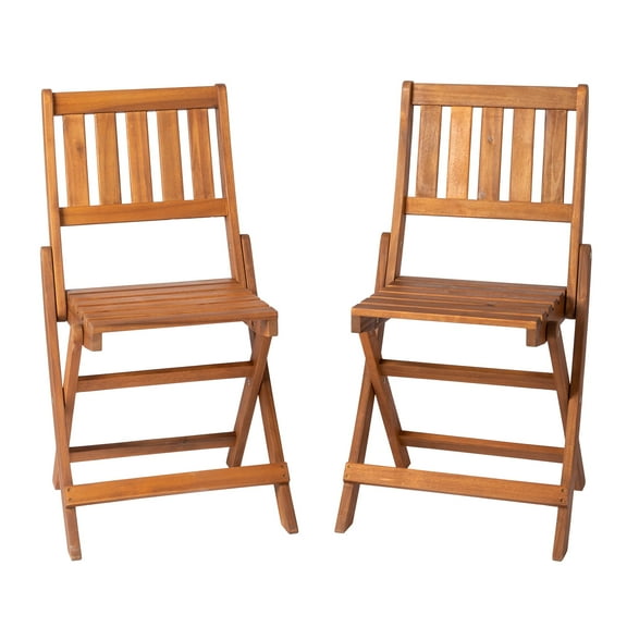 Ktaxon 2PC Solid Acacia Wood Balcony Folding Chair, Outdoor Foldable Chairs for Patio, Porch, Pool Deck, Lawn, Garden,Natural