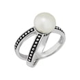 thumbnail image 4 of Women's Welry 9.5-10mm Freshwater Pearl Crisscross Ring in  Sterling Silver W/ Enamel, 4 of 5