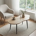 thumbnail image 3 of Giantex Cloud Coffee Table, Modern Irregular Easy Assembly Center Table, Tea Table, Natural, 3 of 9