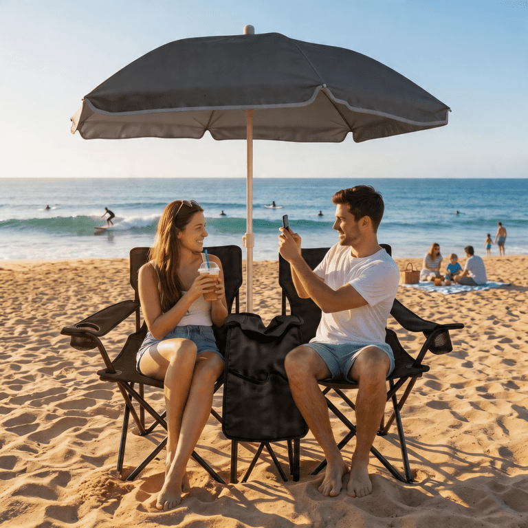 2 seat patio umbrella chair 2-Seater Outdoor Furniture Set with 1.57 Inch HoleCostway with 2 seats when it unfolds 4 Blue Portable Double Folding Beach