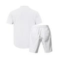 thumbnail image 5 of Yievot 2 Piece Short Sets for Men Summer Beach Outfits Linen Henley Shirts & Shorts Casual Vacation Set, 5 of 8