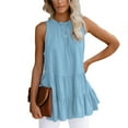 thumbnail image 2 of DPTALR Women Summer Sleeveless Fold Solid Color Pullover Casual Blouse Tops, 2 of 6