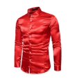 thumbnail image 2 of 2XL Camisas casuales de color sólido para hombres Camisas de manga larga con solapa brillante a la moda para hombres, 2 of 4