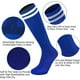 thumbnail image 2 of Nvzi 6 pares de calcetines de fútbol de rayas lisas hasta la rodilla, calcetines deportivos de tubo para niños de 6 a 12 años, color negro, 2 of 4