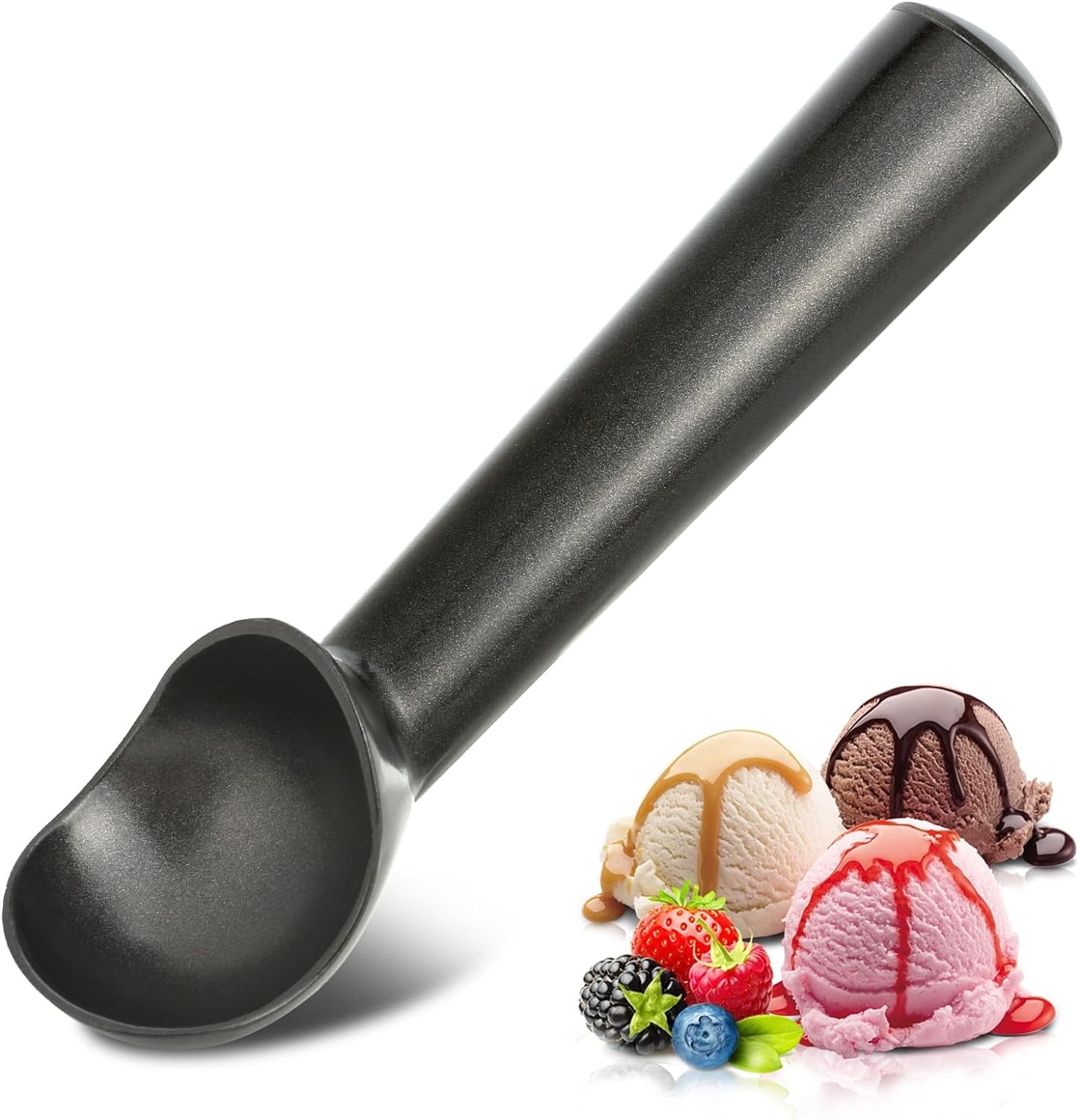 Cuillère à Glace Personnalisable 1,5 Oz - 7 Pouces, En Métal Antiadhésif - Pour Glace, Pâte à Biscuits, Sorbet
