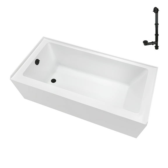 Streamline NAL-5560-ORB 60 in. x 32 in. Acrylic Left-Hand Drain Alcove Bathtub in Glossy White With External Drain in Matte Oil Rubbed Bronze