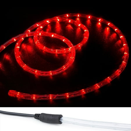 12' Flat Rope Light - WYZworks 10', 20', 25', 50', 100', 150' ft (10' feet) Red LED Rope Lights 2 Wire Accent Holiday Christmas Party Decoration Lighting | UL Certified