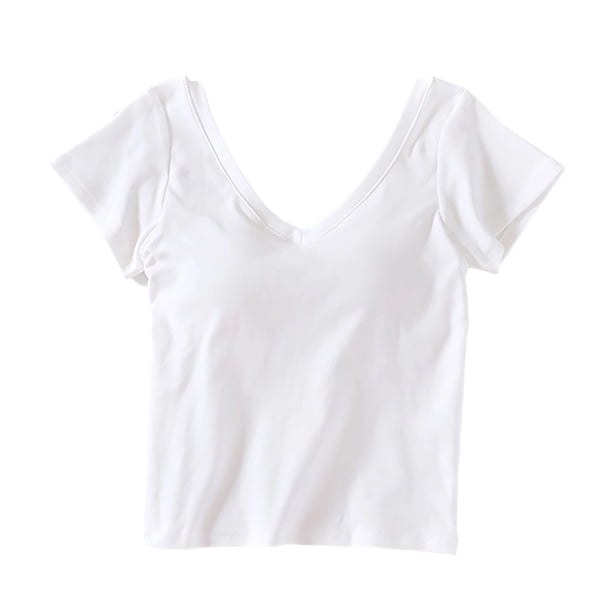 Tops de Manga Corta Sexy para las Mujeres, Color Sólido con Almohadilla de Pecho, Sujetador un Fondo Envuelto Pijamas