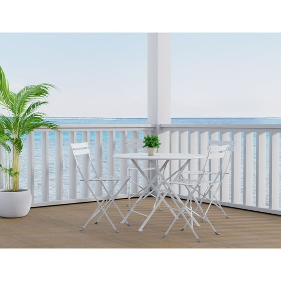 Contemporary Home Living Solid Foldable Round Outdoor Patio Table - 36" - White