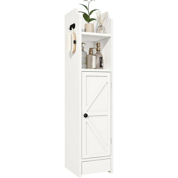 Small Bathroom Storage Cabinet, Toilet Paper Storage,Corner Floor Cabinet with Doors and Adjustable Shelf,Bathroom Organizer for Small Spaces White