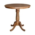 thumbnail image 4 of 36" Round Solid Wood Gathering Height Pedestal Dining Table with 2 San Remo Counter Height Stools in Distressed Oak by International Concepts, 4 of 4