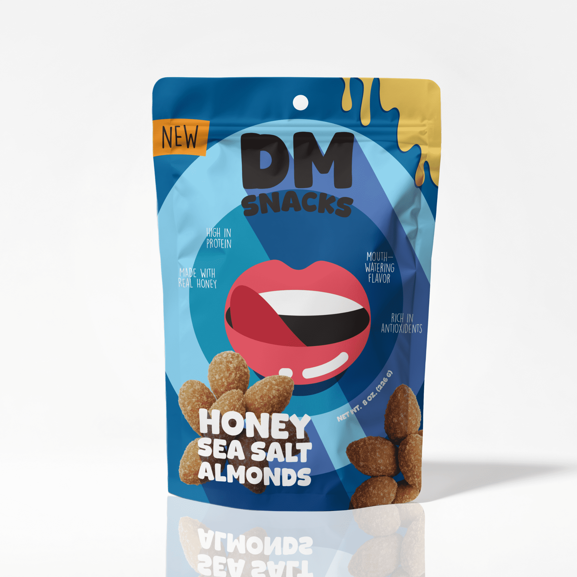 DM Snacks Honey Sea Salt Almonds - 1.5 lbs - 3 Resealable 8 oz Bags - Sweet and Salty Nuts 1.5 lbs