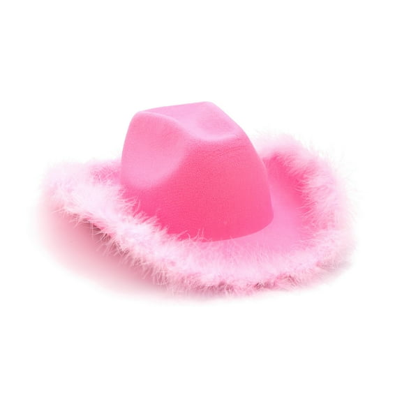 Fun Express Pink Cowgirl Hats with Fuzzy Trim - 12 Pc