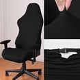 thumbnail image 5 of Gaming Chair Slipcover - Stretch Computer Desk Chair Cover with Zipper - Fabric Slipcovers - 1-Piece Form Fit Cover - Milk Silk Fabric - Black (Office Chair）, 5 of 7