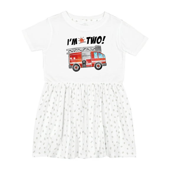 Inktastic I'm 2 Fire Truck 2nd Birthday Girls Toddler Dress