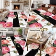 thumbnail image 6 of Pink Peony Washable Living Room Rugs 5'x8', Flowers Black And White Stripes Low Pile Throw Large Area Rug Non-Slip Sturdy Edge Binding Carpet for Living Room Kitchen Office, 6 of 9