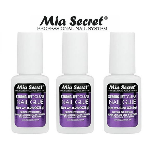 Mia Secret Strong-Jet Clear Nail Glue Brush-On Glue 8g (340) x 3